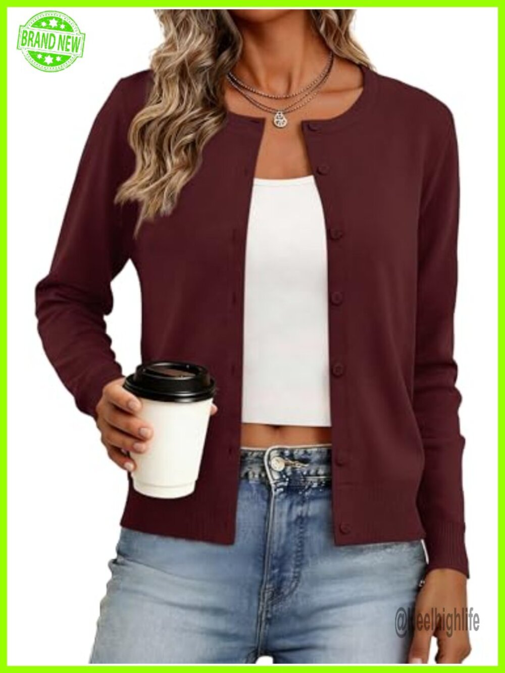 Womens Lightweight Long Sleeve Button Down Knit Cardigan Sweater